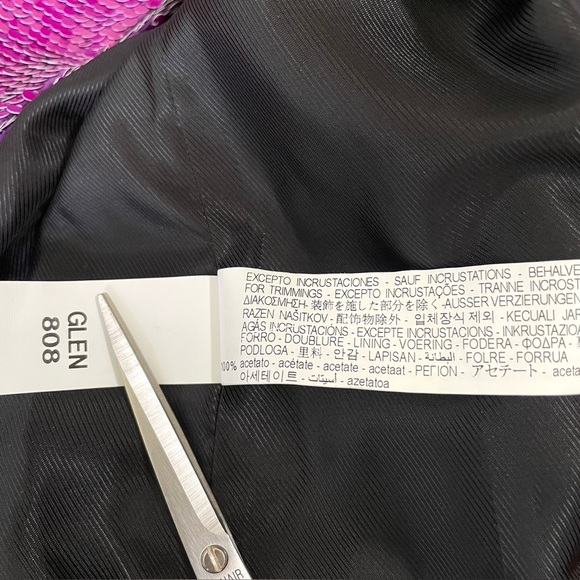 Zara Sequin Blazer Notch Lapel Oversized Jacket Purple Fuchsia XS - Picture 15 of 15